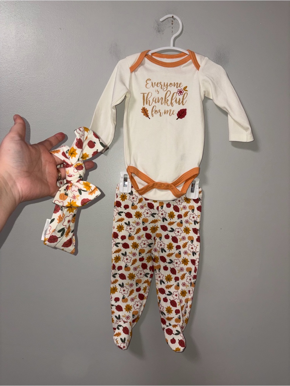 Chick Pea Floral Pumpkins Everyone Is Thankful For Me Thanksgiving Set 6-9M